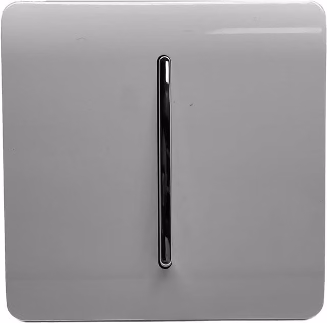 Trendi Switch 1 Gang 2 Way Screwless 10 Amp Light Switch in Light Grey