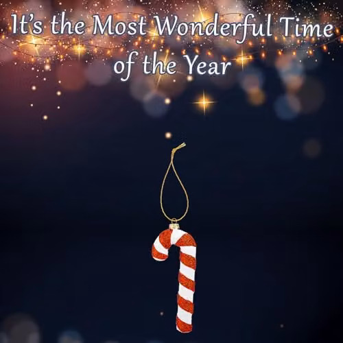 VFM e-Store Red Striped Glass Hanging Candy Cane Christmas Tree Ornament, H x W x D: 15.8 x 6.0 x 2.1 cm – 3