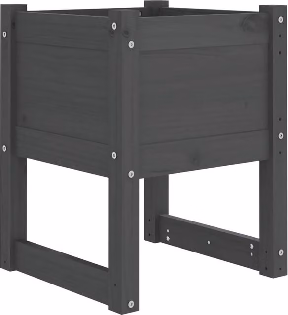 Berkfield Home Grey Solid Wood Pine Planter W/D/H: 40 x 40 x 52.5 cm – 1