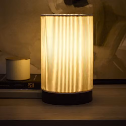 K LIVING Malta Dimpled Velvet Table Lamp in Beige and White – 2