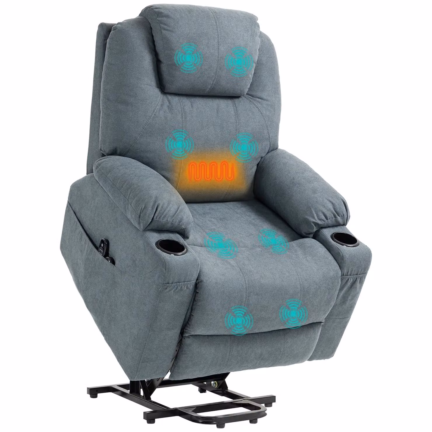 HOMCOM Riser and Recliner Chair with Vibration Massage and Heat in Dark Grey – 2