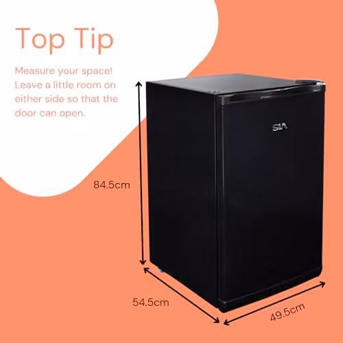 SIA UCF50BL Black Freestanding Under Counter Freezer, 80L Capacity, Reversible Door – 7