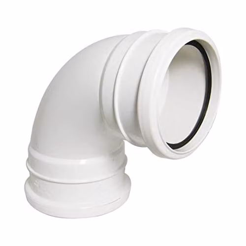 FloPlast 110mm White Ring Seal Soil 90 Degree Double Socket Bend