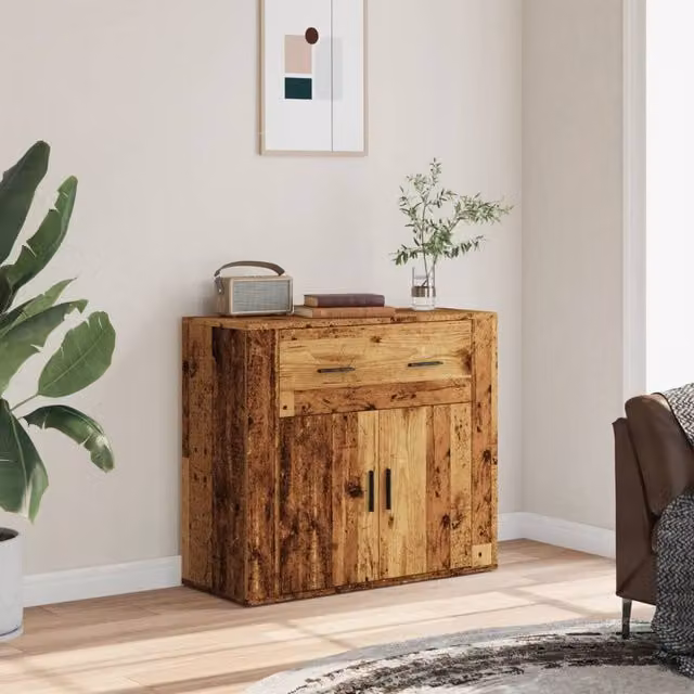 Berkfield Home Rustic Old Wood Sideboard in Brown, W/D/H: 80 x 33 x 70 cm – 1