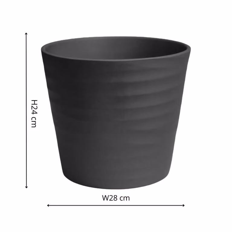 Ivyline Oslo Ceramic Taper Planter in Anthracite, H: 27 cm, D: 32 cm