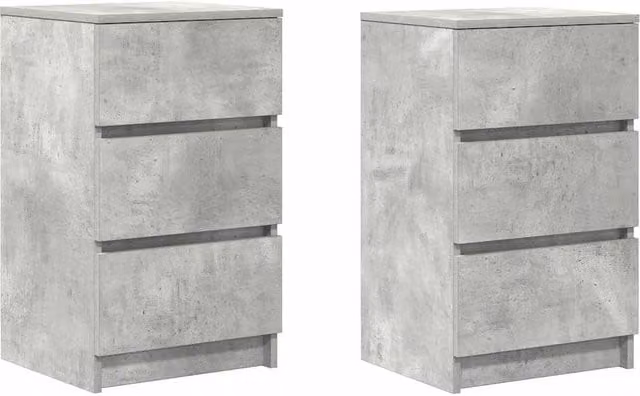Berkfield Home Set of 2 Bedside Cabinets with 3 Drawers in Concrete Grey, W/D/H: 39 x 35 x 65 cm – 1