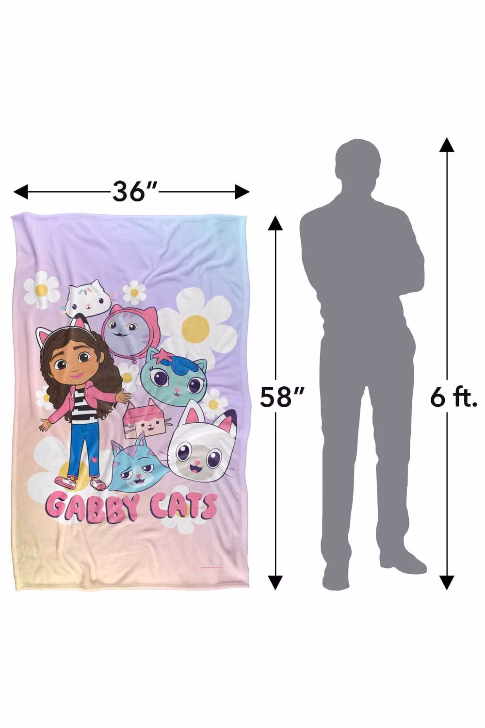 NBCU Gabby's Dollhouse Gabby Cats Rainbow Super Soft Throw Blanket, Multicolour, Small – 2