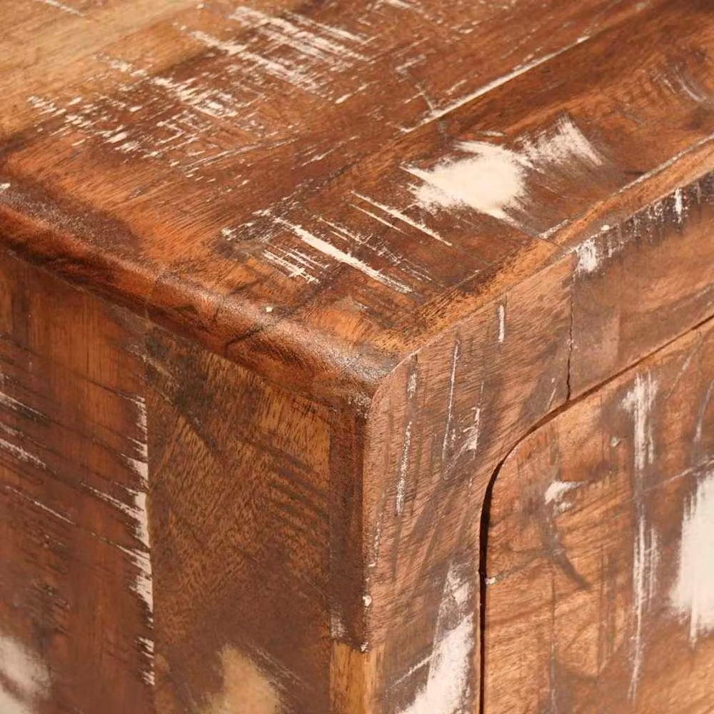 Berkfield Home Multicolour Rustic Reclaimed Wood End Table, Brown, W: 40 cm, D: 32 cm, H: 46 cm – 3