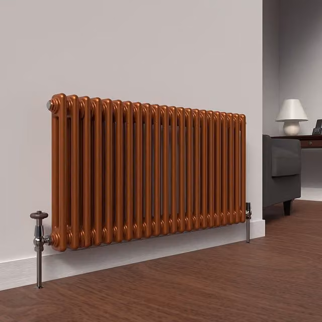 Lux Heat Horizontal 2 Column Steel Radiator in Bronze, W: 101.0 cm, H: 50.0 cm