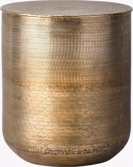 Perch & Parrow Jamila Round Metal Side Table in Gold and Silver Geometric Boho Design