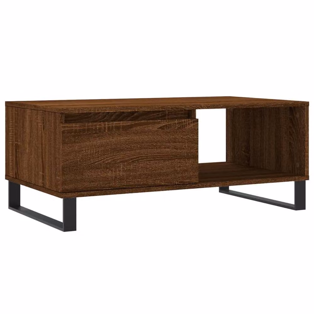 Berkfield Home Modern Rectangular Coffee Table in Brown Oak, W/D/H: 90 x 50 x 36.5 cm – 2