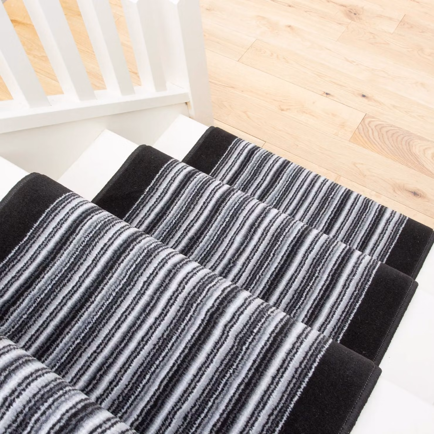 Kukoon Grey and Black Striped Cut to Measure Stair Carpet Runner Rug, Width: 70 cm, Length: 690 cm – 5