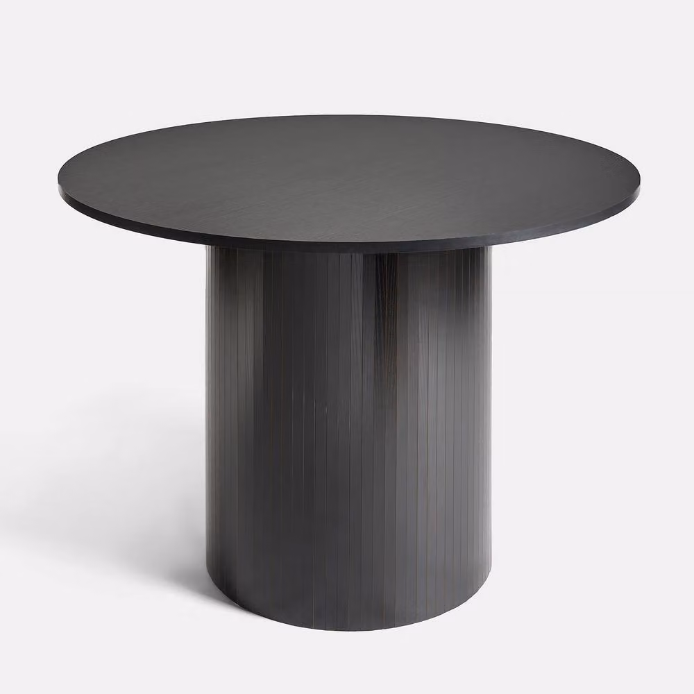 OHS Madison Ribbed Round Dining Table in Black Wood Effect – 3