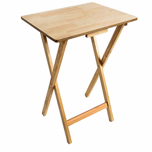 Home Vida Folding Snack Table in Natural Pine, H 67 x W 48 x D 37 cm