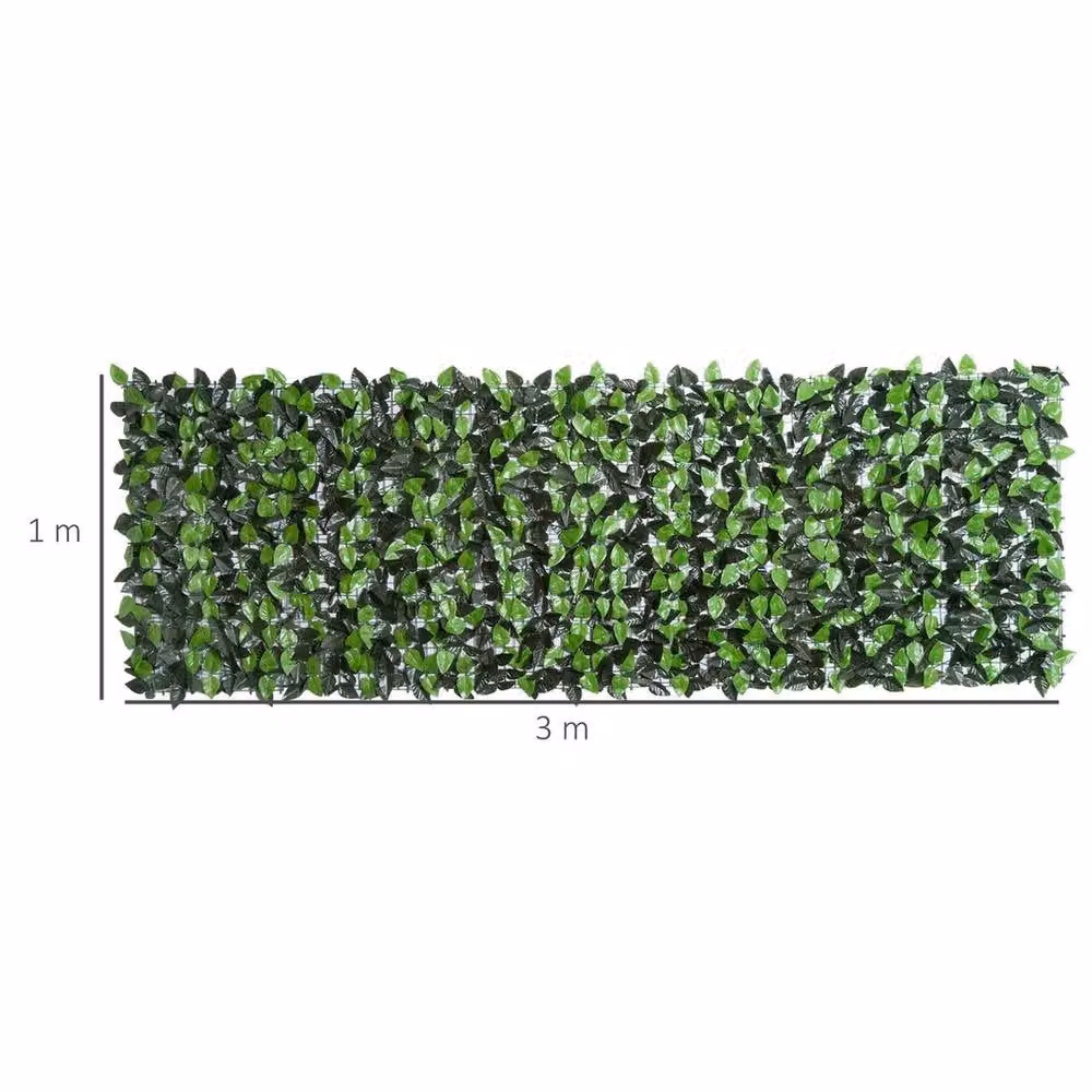 KORVIXA Artificial Leaf Hedge Privacy Fence Panel, Green, W/H: 100 x 100 cm – 2