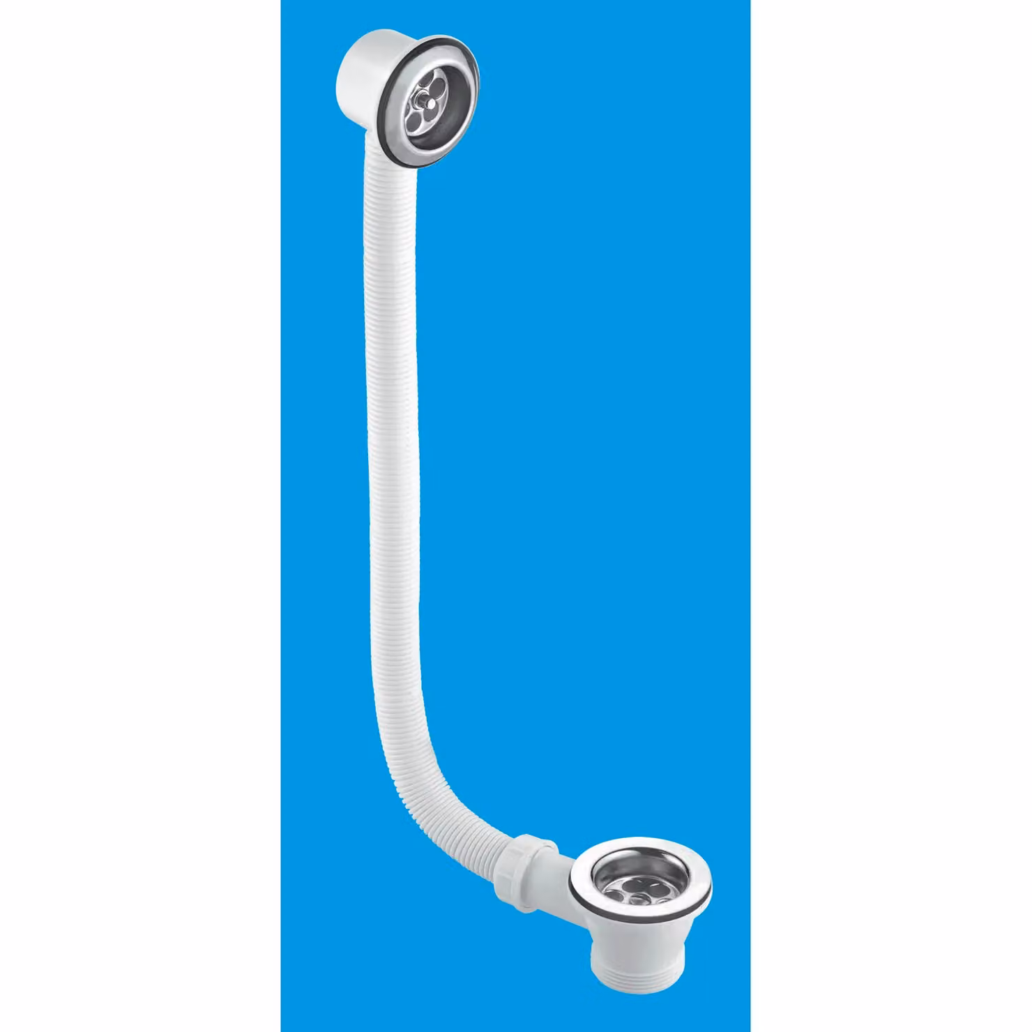 McAlpine FBW2P Chrome Combined Bath Waste and Overflow with Stainless Steel Grating and Chain, 1.5 inch, White – 2