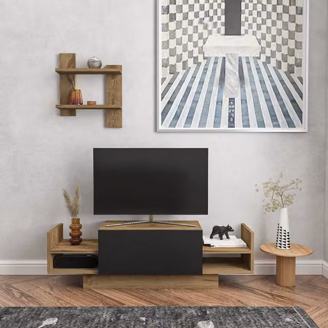 Decorotika Bahar TV Unit in Oud and Black, Width: 120 cm