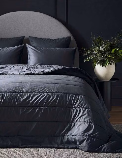 Bedfolk Pure Cotton Quilted Throw in Blue