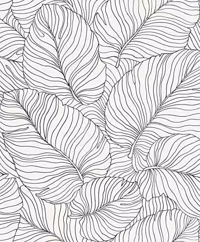 Grandeco Isa Banana Leaf Wallpaper in Black and White