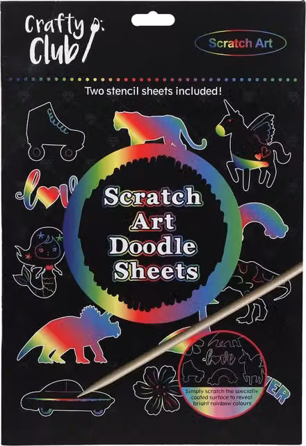 Crafty Club Multicolour Scratch Art Doodle Paper Sheets