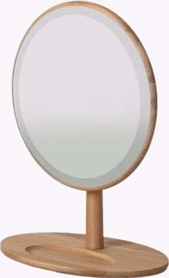 Perch & Parrow Rebecca Oak Round Dressing Table Mirror in Brown