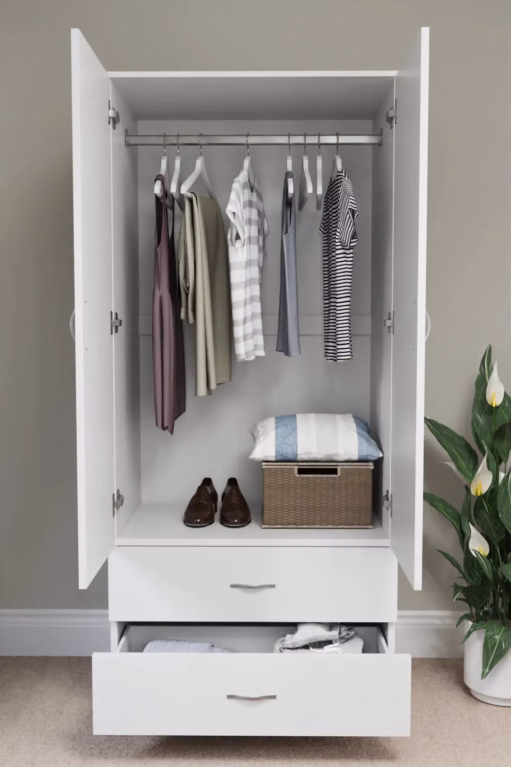 Home Discount Vida Designs Riano Modern 2 Door 2 Drawer Wardrobe in White Matt – 4