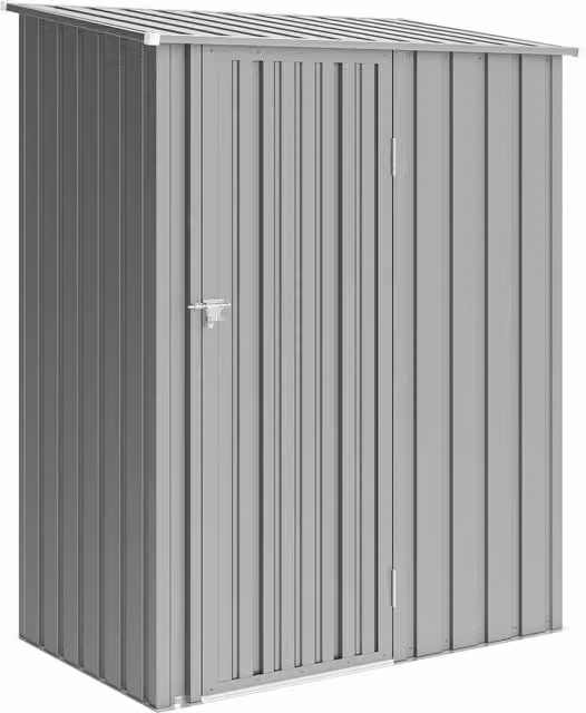 Outsunny Grey Metal Garden Storage Shed with Sloped Roof, W/D/H: 152.4 x 91.44 x 182.88 cm