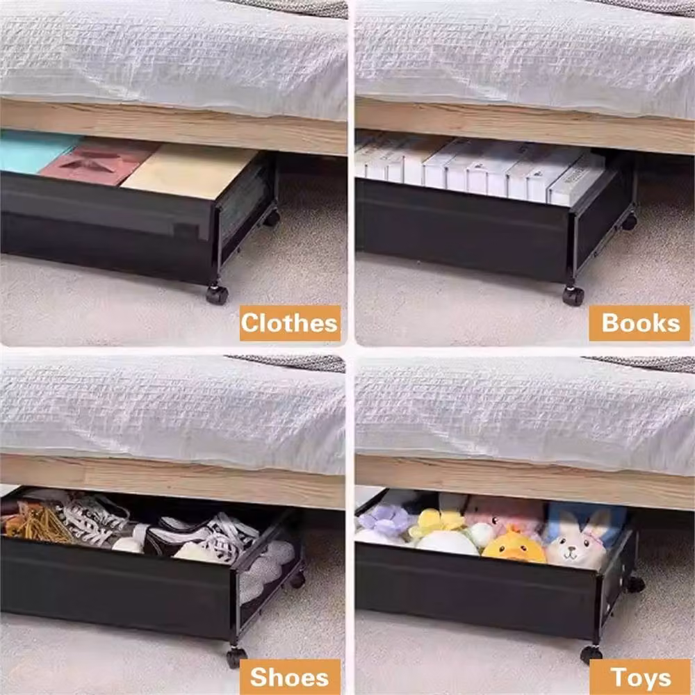 Nordara Set of 2 Large Underbed Storage Boxes with Wheels and Lids in Black – 5