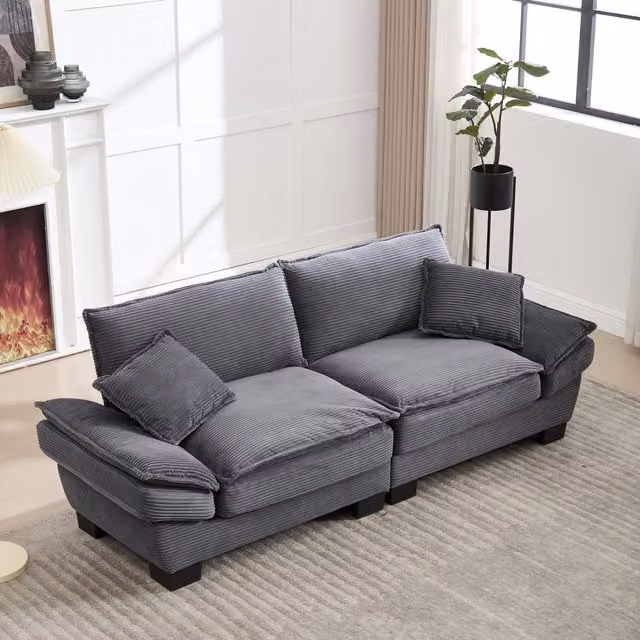 Aosom UK Oversized Two-Seater Modern Modular Sofa in Dark Grey, W: 224 cm, D: 81 cm, H: 81 cm – 1