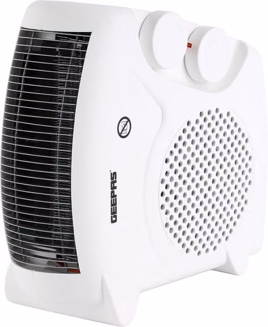 Geepas Portable 2000W Electric Fan Heater with Hot and Cold Air Settings in White – 1