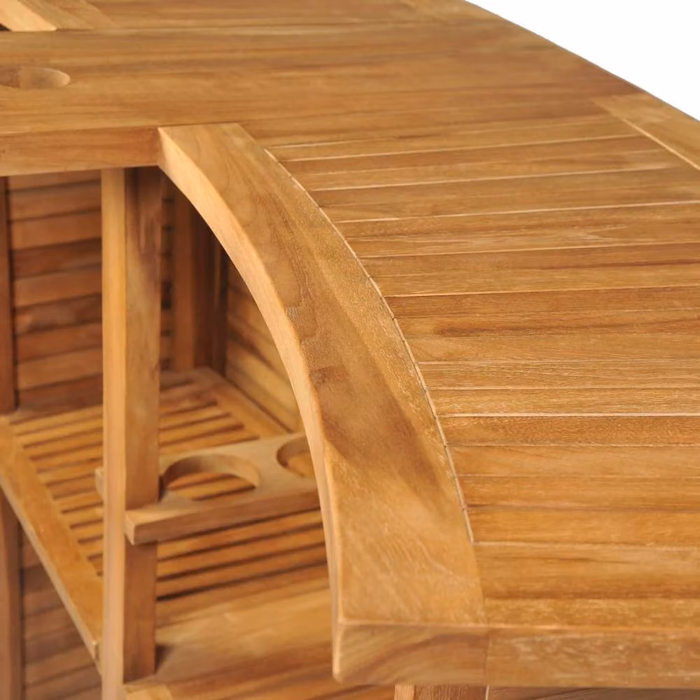 Berkfield Home Durable Folding Bar Table in Brown Solid Teak Wood, W/D/H: 155 x 53 x 105 cm – 4