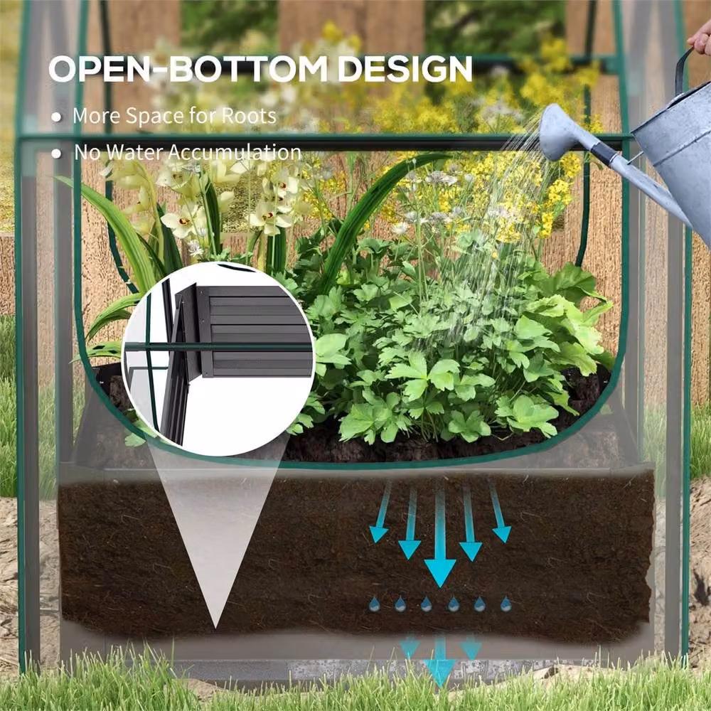 Havendro Grey Raised Garden Bed with Greenhouse and Window – 3