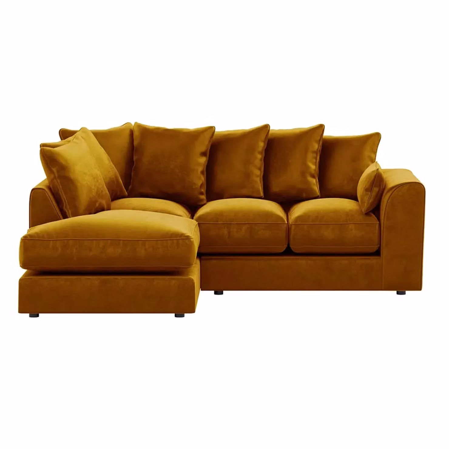 Furnishings For Less UK Brooklyn L-Shaped Corner Sofa, 3 to 4 Seater, Left Hand Facing, Gold Plush Velvet – 2