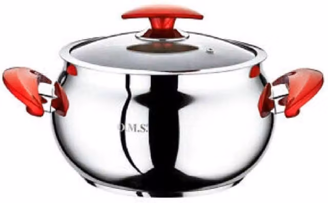 OMS 13.5L Stainless Steel Stock Pot with Glass Lid in Metallic Silver, 30cm Diameter