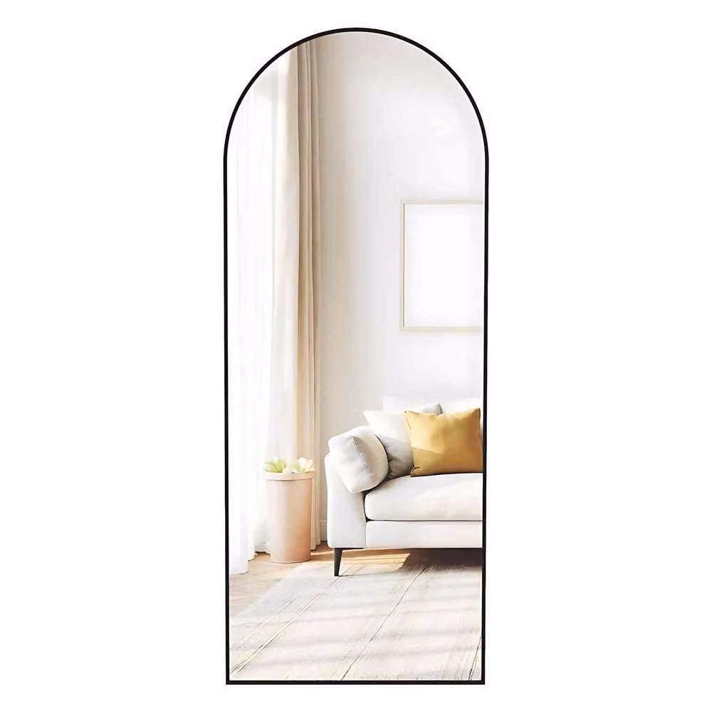 The Bazaarist Curved Full Length Standing Mirror with Black Aluminum Frame – 2