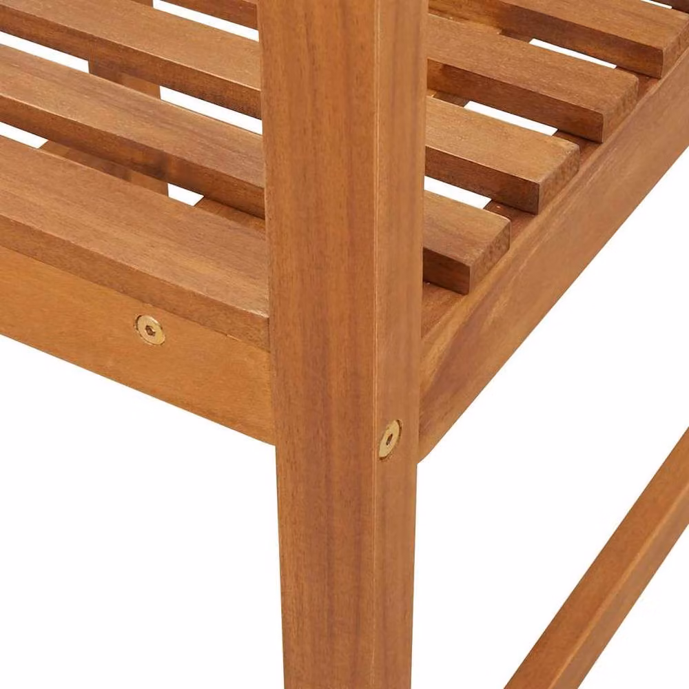 Berkfield Home Set of 2 Armless Garden Chairs in Brown Solid Acacia Wood – 3