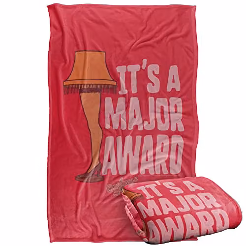 Warner Bros. A Christmas Story Major Award Leg Lamp Super Soft Silky Fleece Blanket, Red/Multicolour, W: 91.44 cm, L: 147.32 cm
