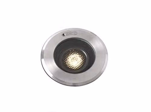 Netlighting Geiser Round Outdoor LED Recessed Ceiling Light in Grey Stainless Steel with Adjustable GU10 Fitting and IP67 Rating