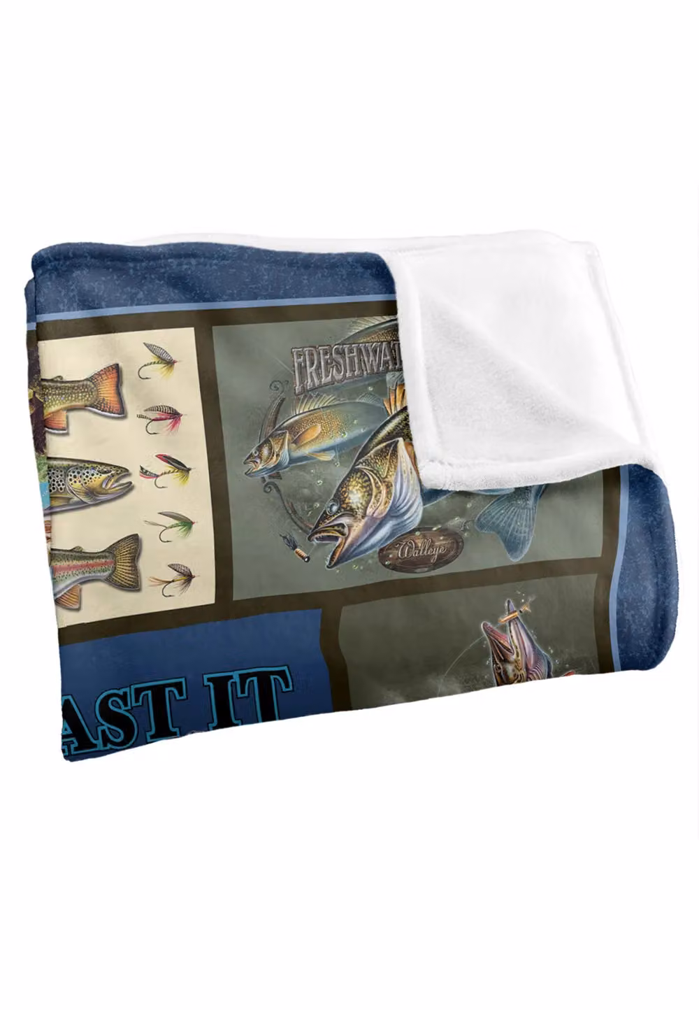 JQ Licensing Fishing Logo Silky Touch Super Soft Fleece Throw Blanket in White, W/D/H: 152 x 127 cm – 7