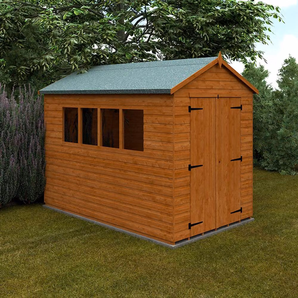 Buttercup Farm 12mm Wooden Workshop Shed with Double Doors and Window in Burnt Orange and Grey, W: 175 cm, D: 295 cm, H: 240.5 cm – 2