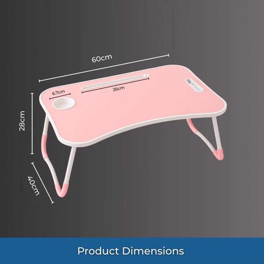 Kelvenix Pink Foldable Lap Tray, Portable Laptop Table with Cup Holder Slot, W/D/H: 60.0 x 40.0 cm – 2