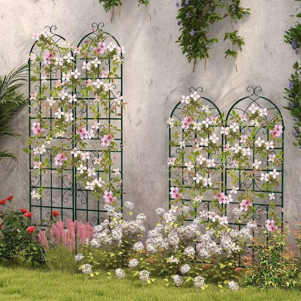 SPETLEK 4 Pack Green Galvanised Metal Garden Trellis for Climbing Plants, Height: 180 cm, Width: 50 cm – 6