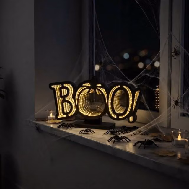 Garden Greatness BOO Infinity Illuminated Tabletop Light, Multicolour and Black – 1