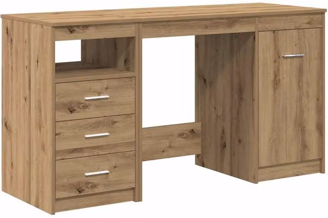 Berkfield Home Modern Writing Desk with Single Pedestal Cabinet in Artisan Oak Brown