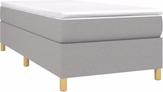 Berkfield Home Durable Single Box Spring Bed Frame in Grey Fabric, W/D/H: 90 x 190 x 35 cm – 1