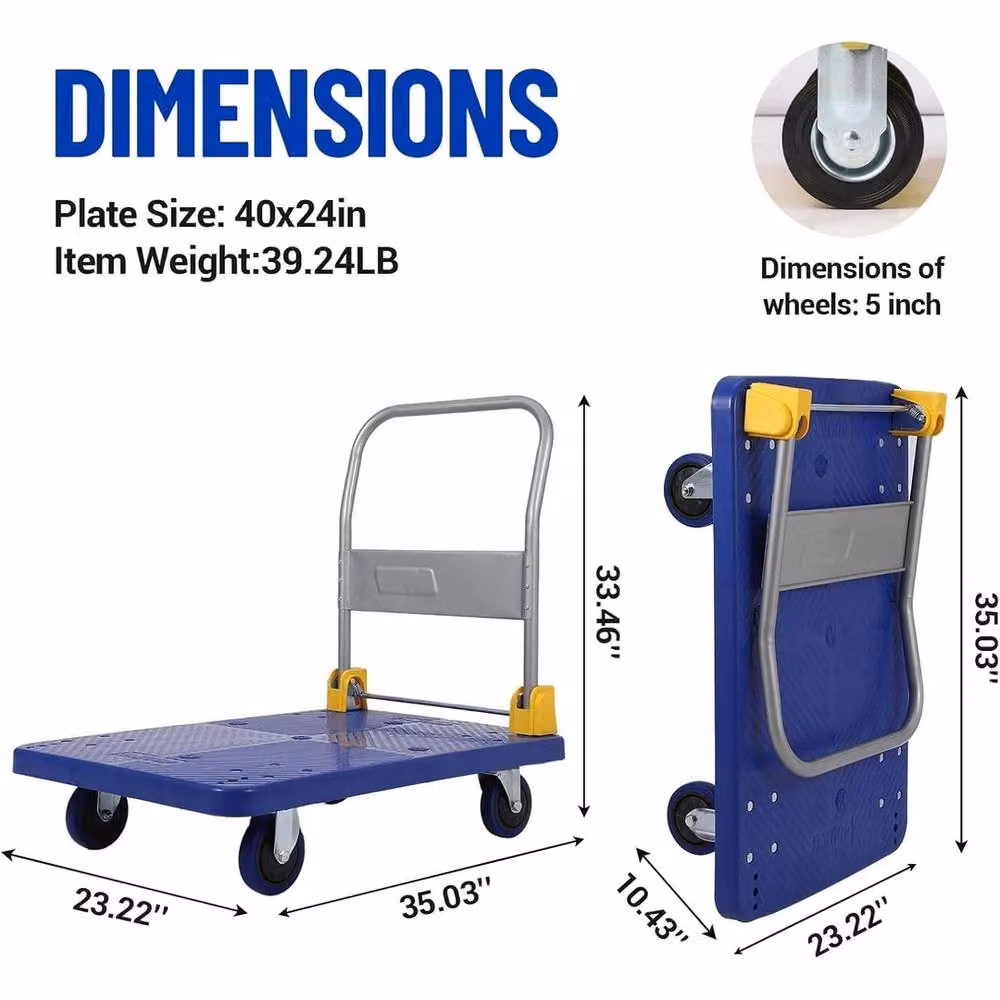 VOGREX Heavy Duty Foldable Platform Truck in Blue – 2