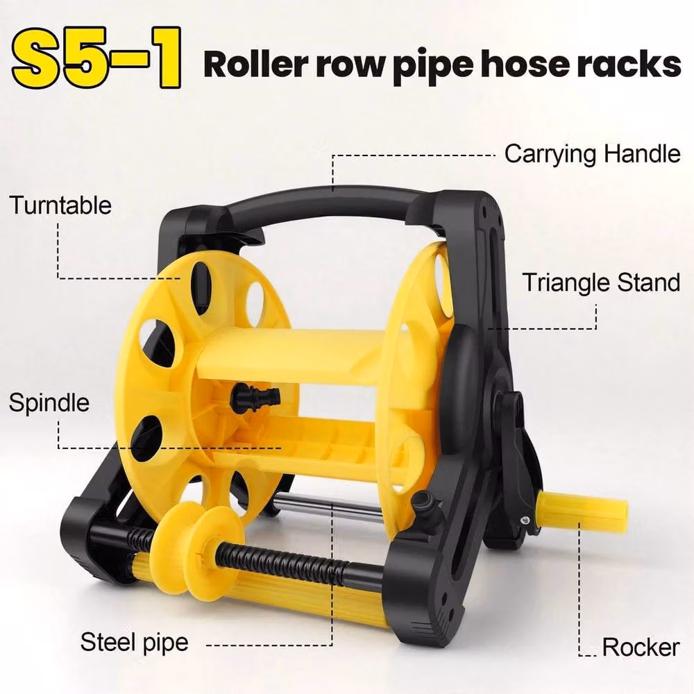 SPETLEK Yellow Freestanding Hose Reel Cart and Pipe Storage Rack for 50m Hoses – 2