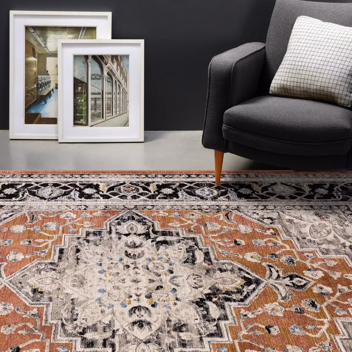 The Rug Shop UK Orange Traditional Machine Woven Border Rug, W: 240 cm, D: 330 cm – 3