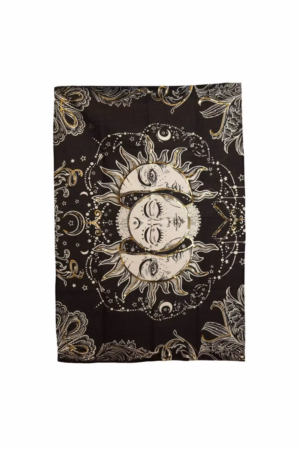 KDMD Sun Goddess Cotton Wall Art, Black, Gold and White Boho Celestial Textile Hanging, W: 70 cm, H: 110 cm – 2