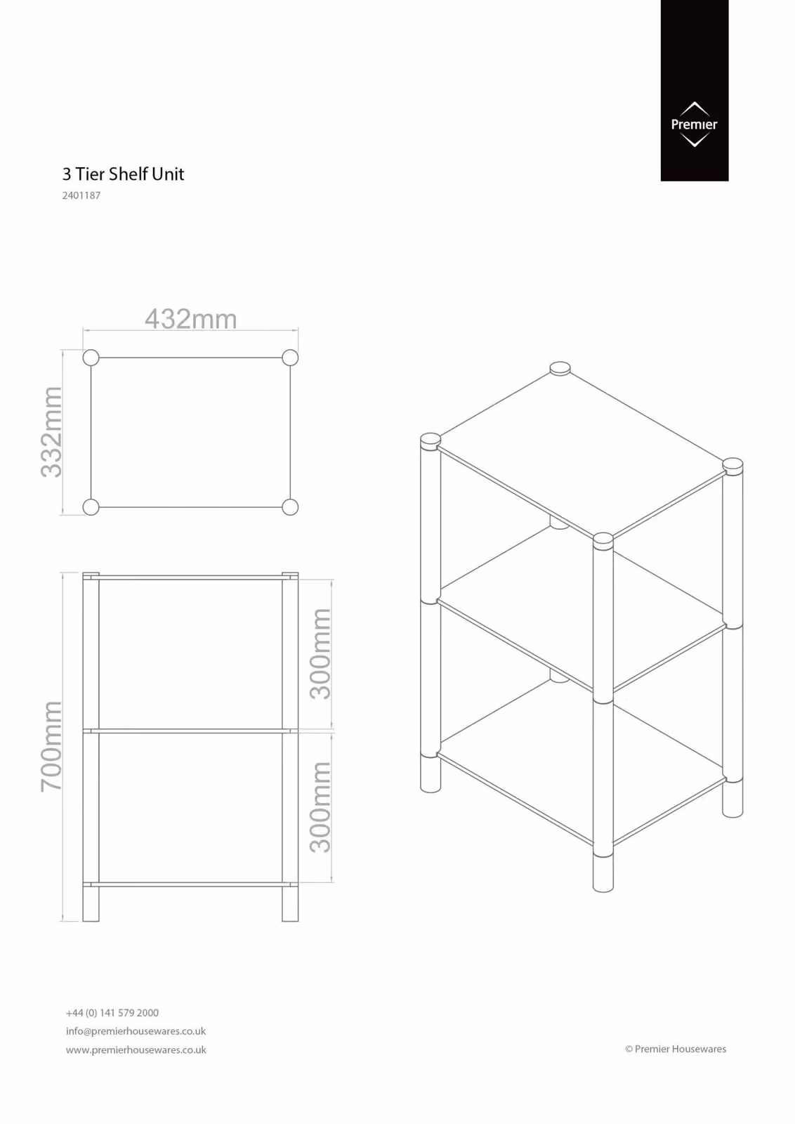 Orsina 3 Tier Black Glass and Silver Metal Shelving Unit, W: 70 cm, D: 41 cm, H: 31 cm – 7